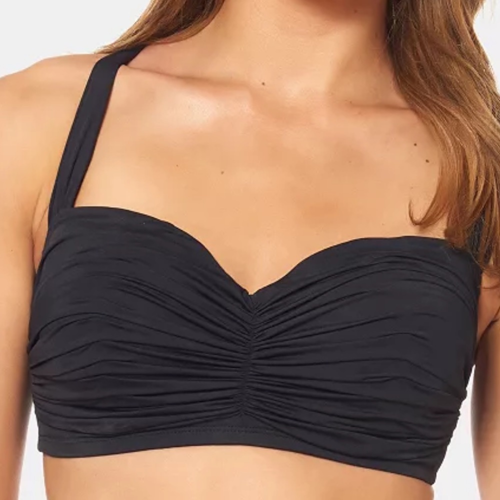 Bleu by Rod Beattie Solid Black Shirred Underwire Bikini Top 18W